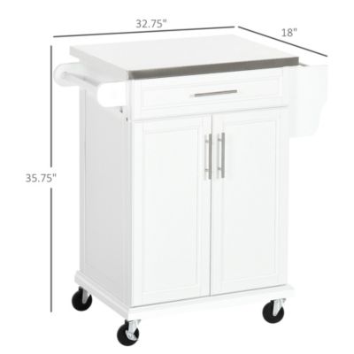 Rolling Kitchen Island on Wheels with Drawer, Spice Rack,
