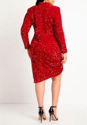 Women's Plus Size Ruched Sequin Dress