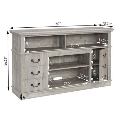 Farmhouse Rustic TV Stand, 65" TV, Open/Closed Storage