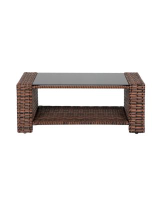 4 Piece Outdoor Wicker Rattan Conversation Sofa set with Coffee table