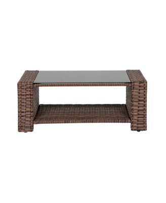 4 Piece Outdoor Wicker Rattan Conversation Sofa set with Coffee table