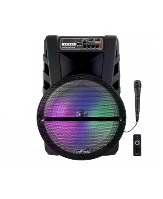 15 Inch Bluetooth Portable Rechargeable Party Speaker with LED Lights and microphone