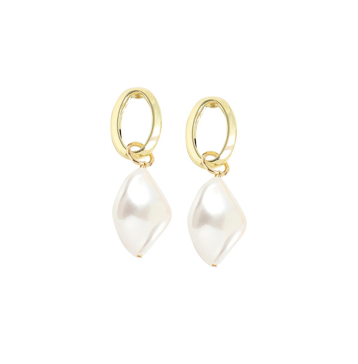 Women's Gold Snowball Drop Earrings - White