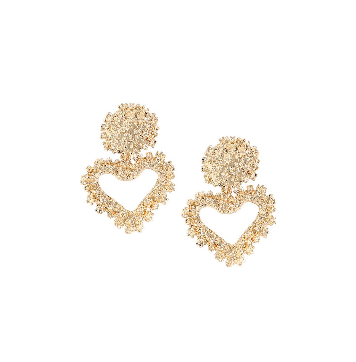 Women's Gold Corroded Drop Earrings - Gold