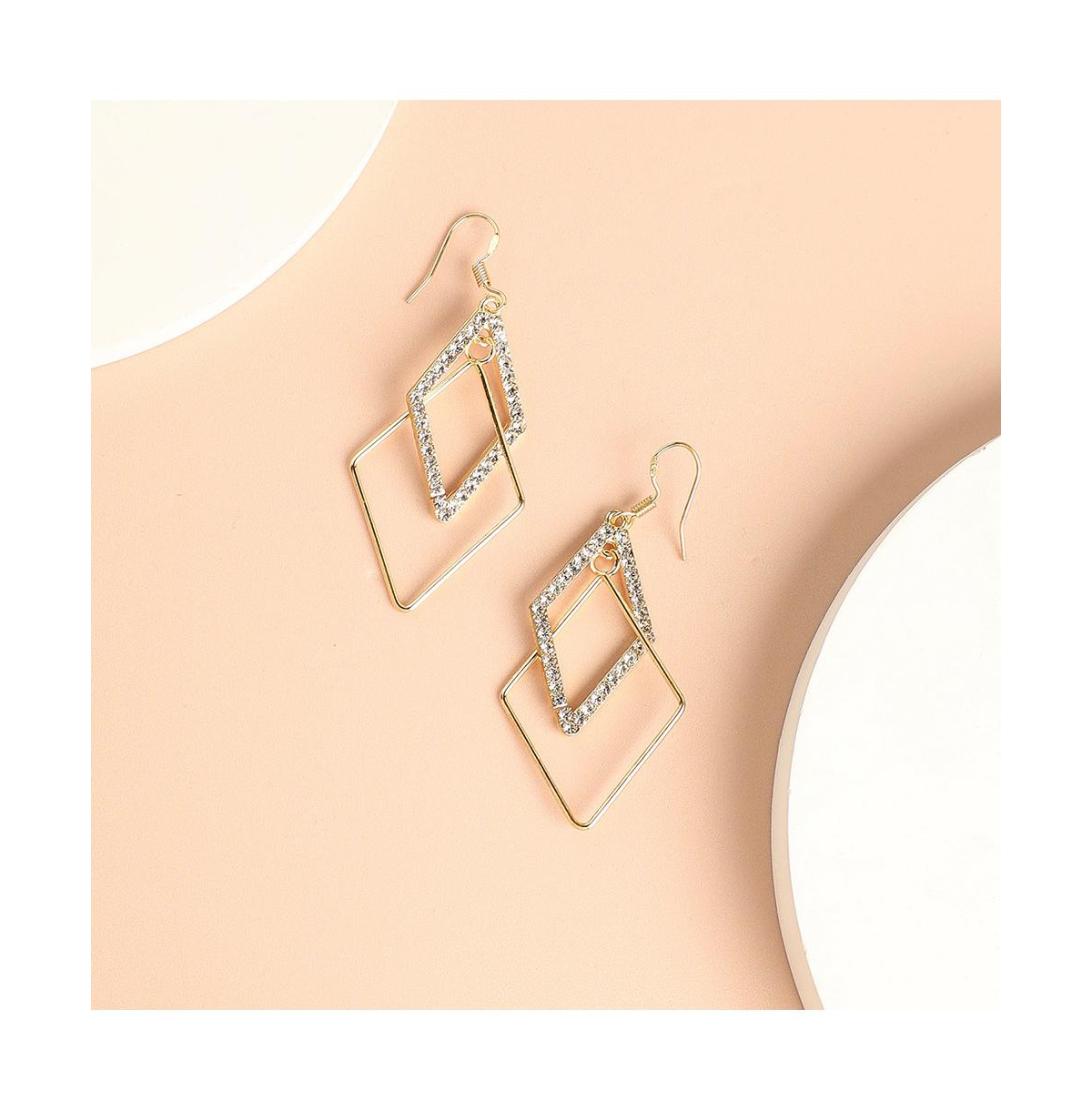 Sohi Women's Gold Rhombus Drop Earrings