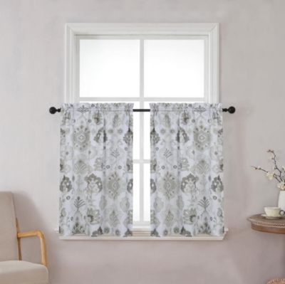 Country Living Farmhouse 3 Pc Solid Cafe Kitchen Curtain Tier & Tucked Valance Set