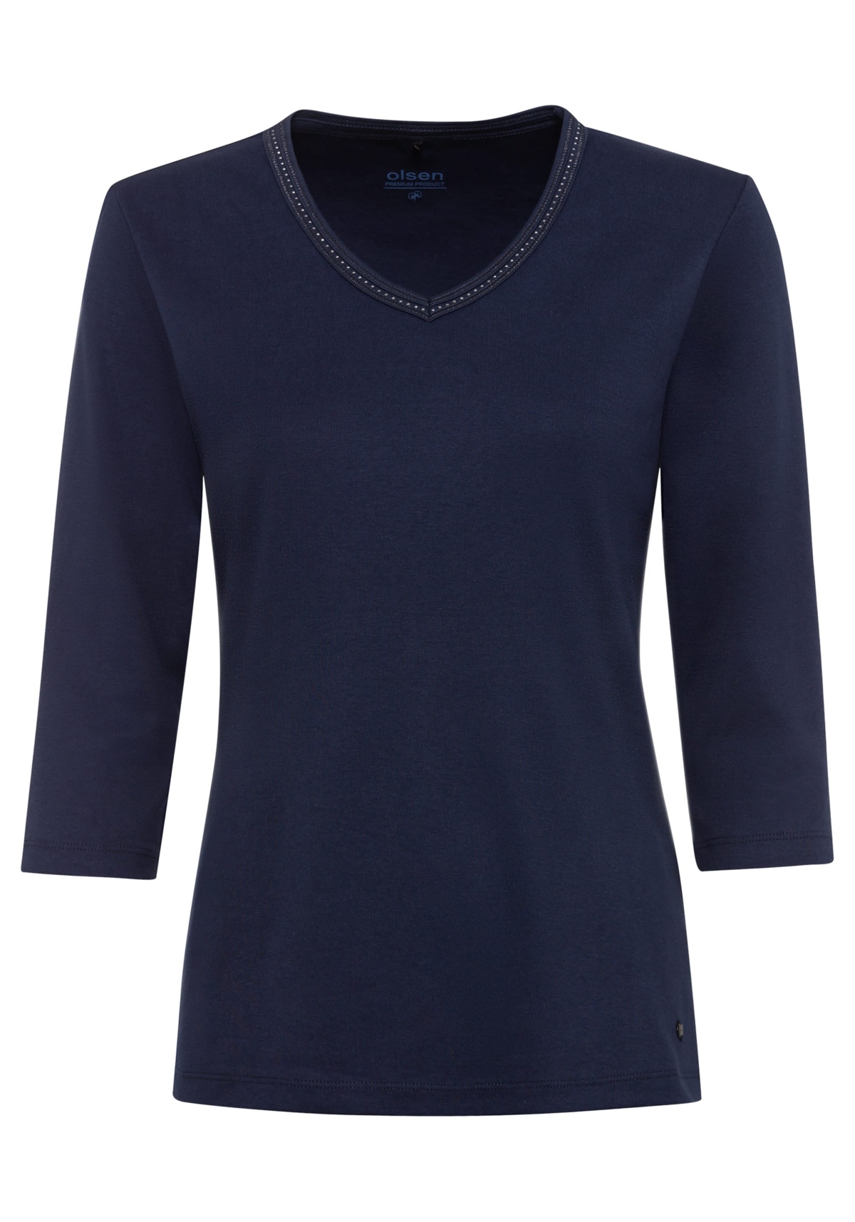 Women's 3/4 Sleeve Embellished V-Neck T-Shirt - Power navy