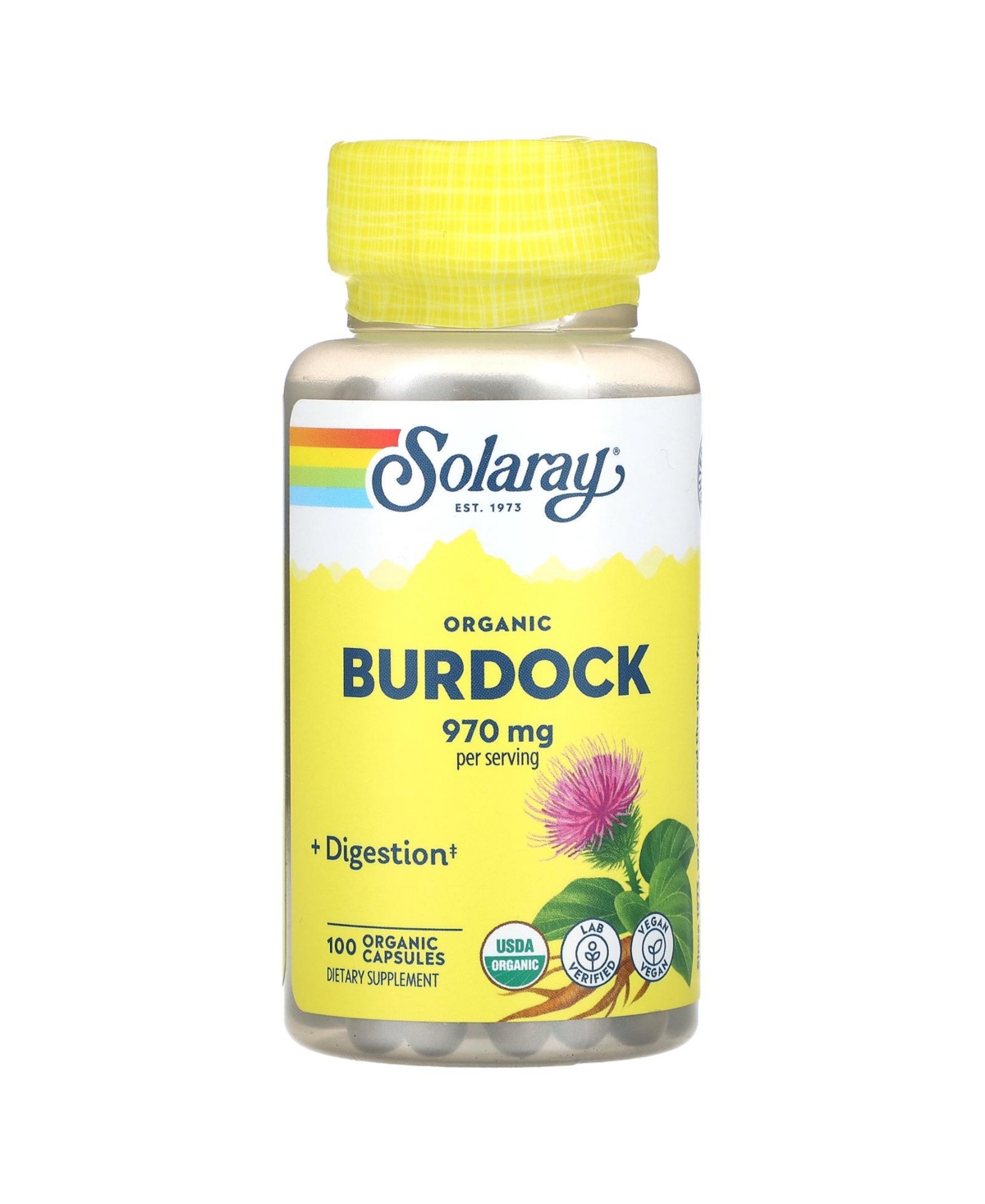 Organic Burdock 970 mg - 100 Organic Capsules (485 mg per Capsule) - Assorted Pre-pack (See Table