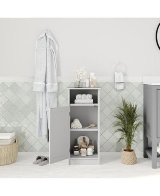 Adjustable Shelf Magnetic Closure Bathroom Storage Cabinet with Open Upper Shelf