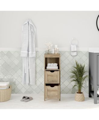 Delilah 2 Drawer Bathroom Storage Cabinet Organizer With Open Display Shelf