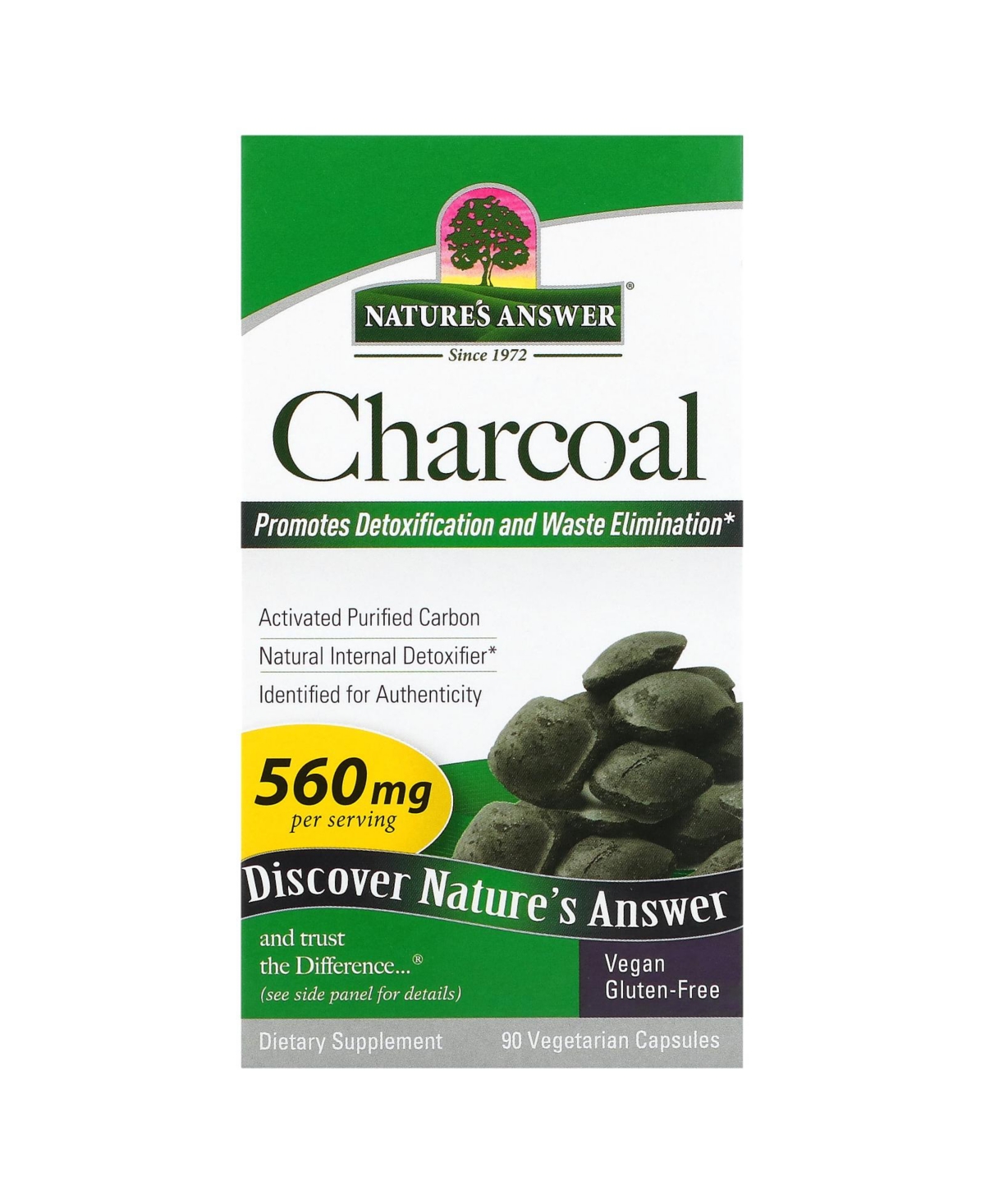 Charcoal 560 mg - 90 Vegetarian Capsules (280 mg per Capsule) - Assorted Pre-pack (See Table 9
