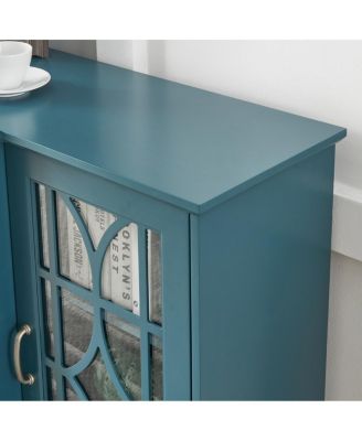 63" TV Stand, Storage Buffet Cabinet, Sideboard With Glass Door And Adjustable Shelves