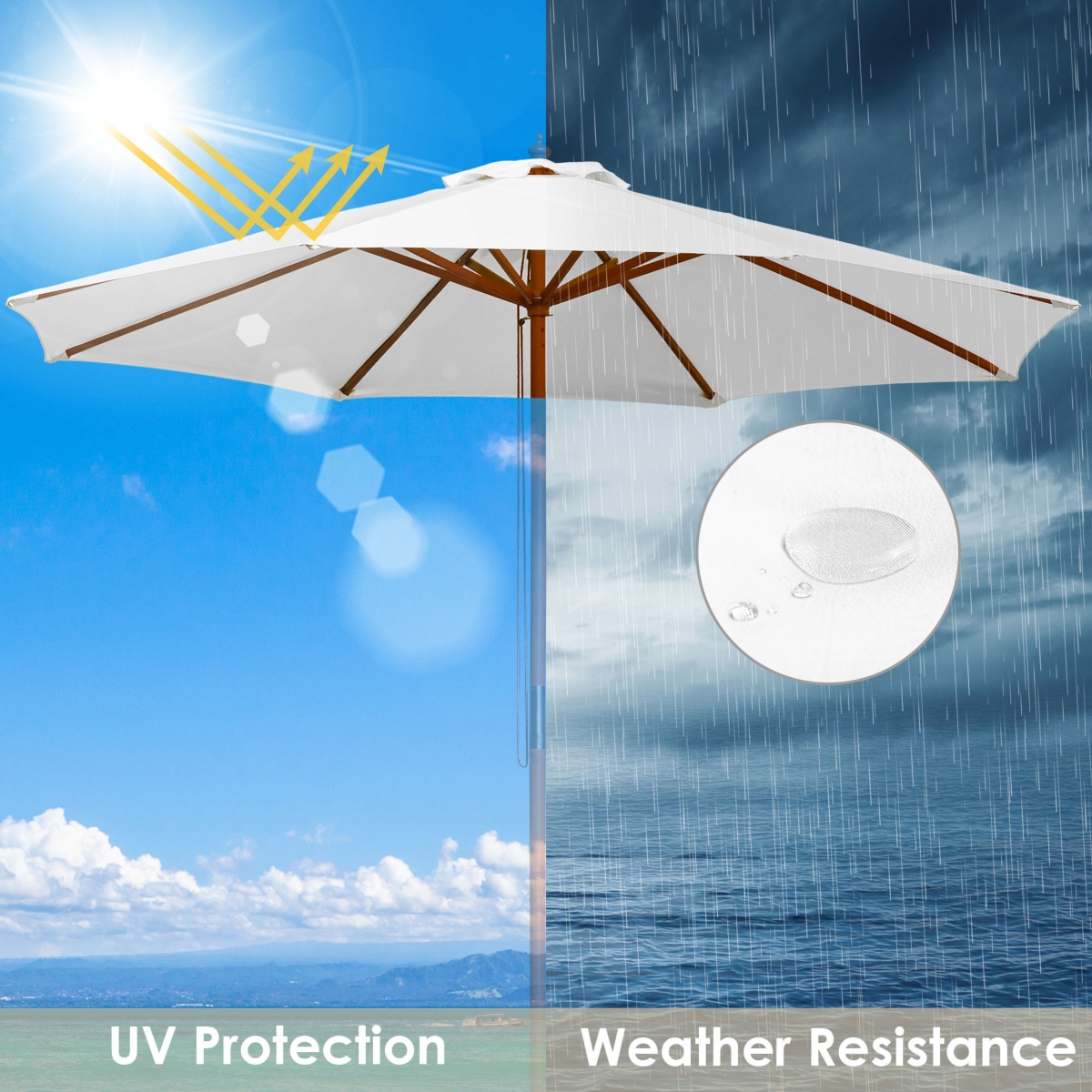 9Ft Patio Umbrella Cover Replacement Top Canopy 8 Rib Outdoor Gazebo Market Wedding