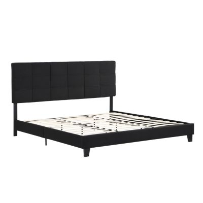 Streamdale King Size Upholstered Platform Bed Frame in Black