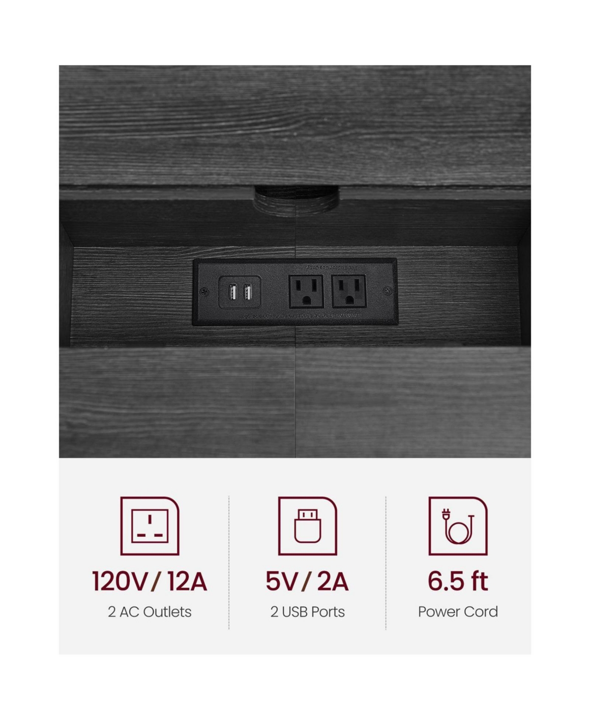 Slickblue Narrow Console Table With 2 Outlet And 2 Usb Ports
