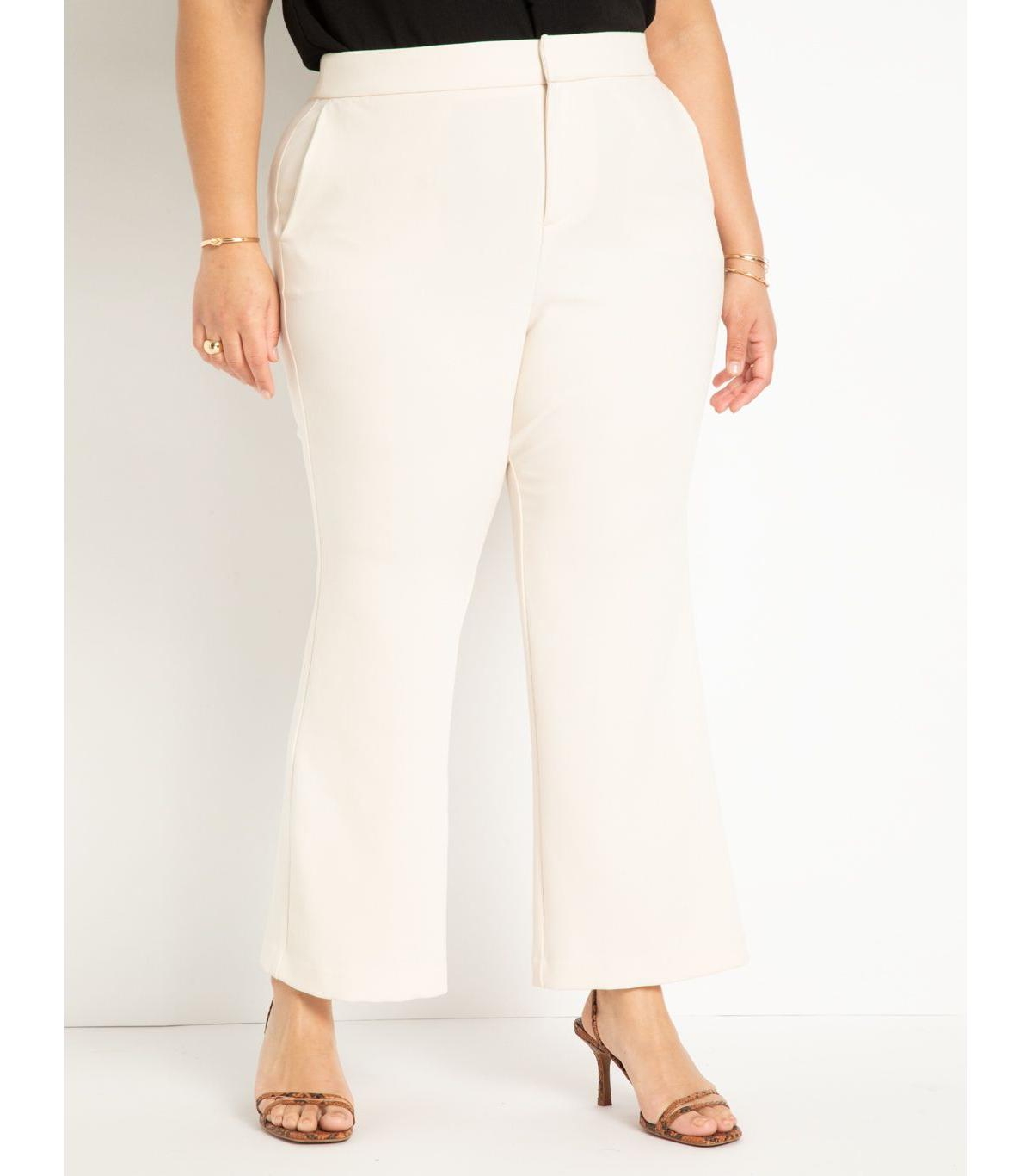 Eloquii Women's Plus Size The 365 Suit Crop Flare Leg Trouser