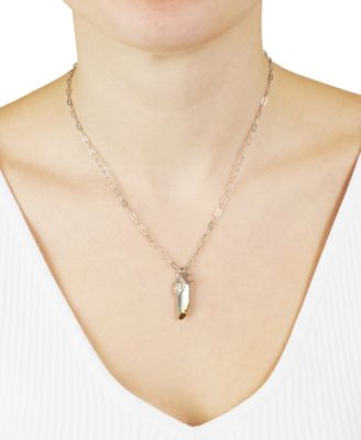 Quartz Sun and Moon Charm Necklace 14k Gold Plated or Silver Plated