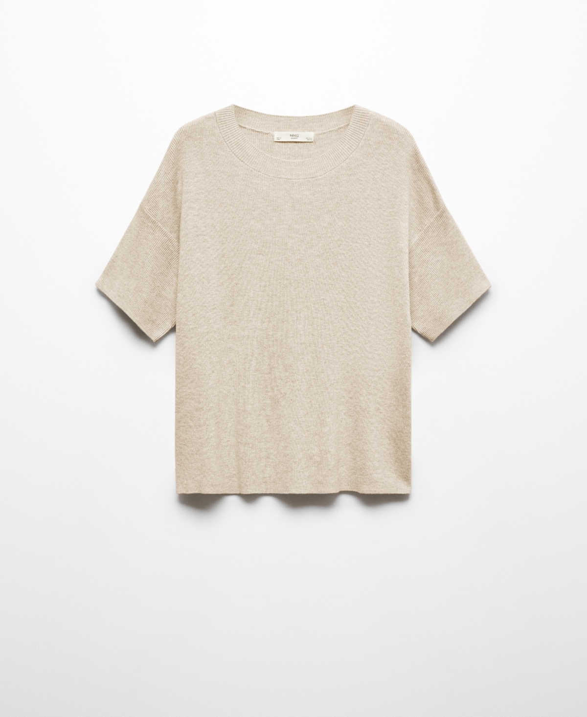 Shop Mango Women's Cotton Linen-blend Knit T-shirt In Light Heather Grey