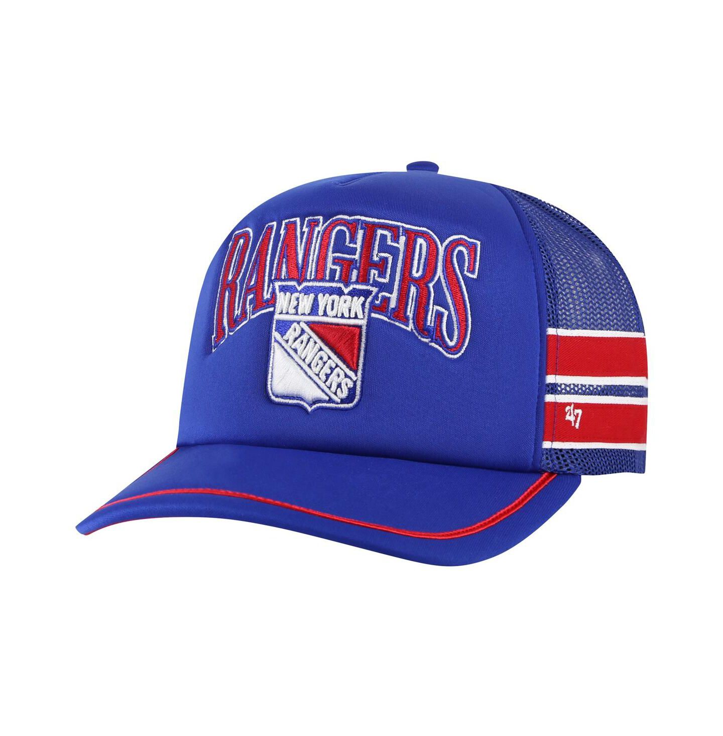 Мужская кепка '47 Brand Blue New York Rangers Sideband Stripes Trucker Snapback Hat — фото 1
