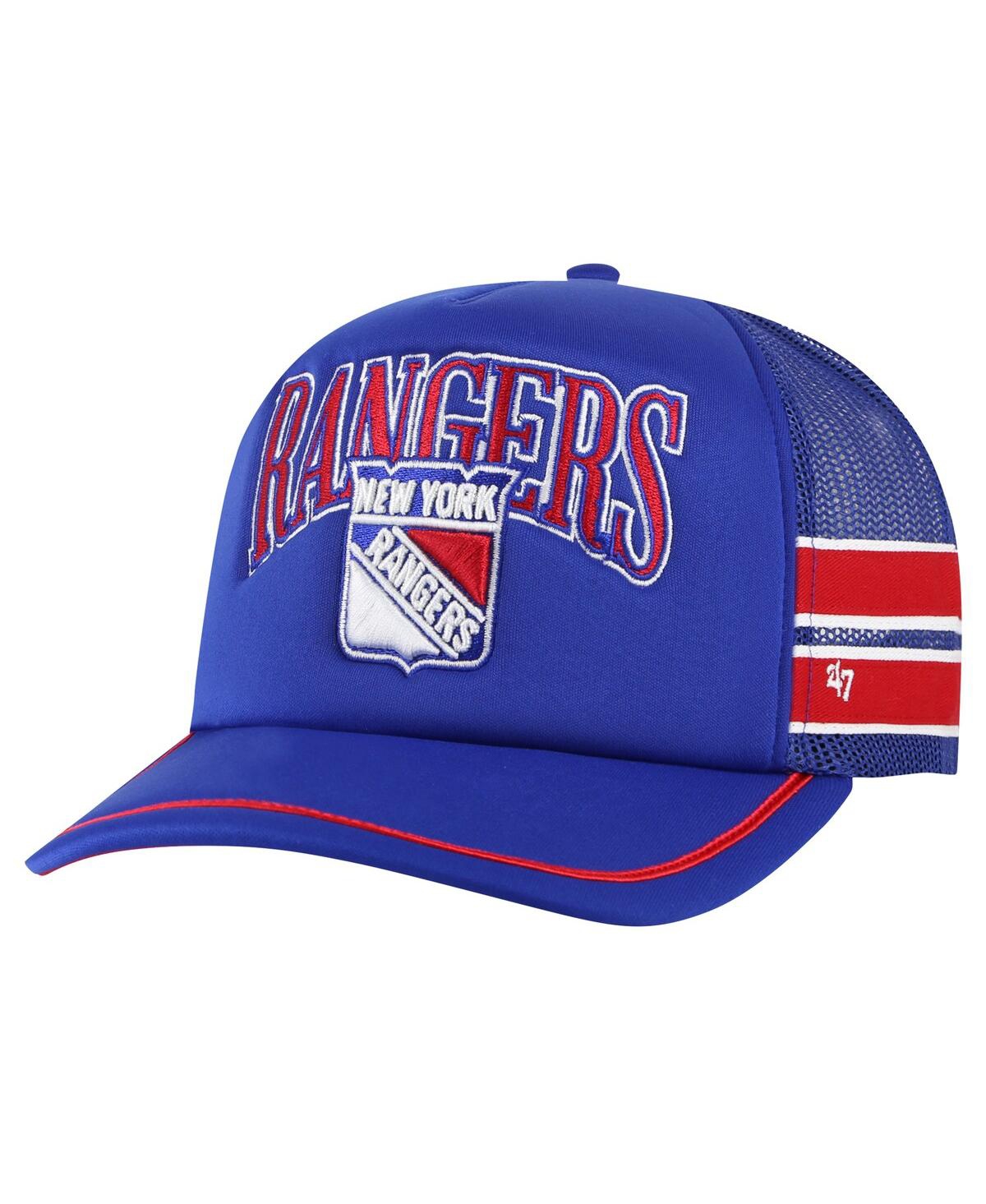 47 Brand Men's Blue New York Rangers Sideband Stripes Trucker Snapback Hat In Blue