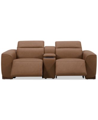 Lovro 3-Pc. Leather Sofa with 2 Power Motion Chairs & 1 Console, Created for Macy's