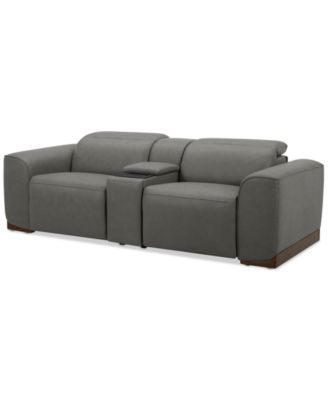 Lovro 3-Pc. Leather Sofa with 2 Power Motion Chairs & 1 Console
