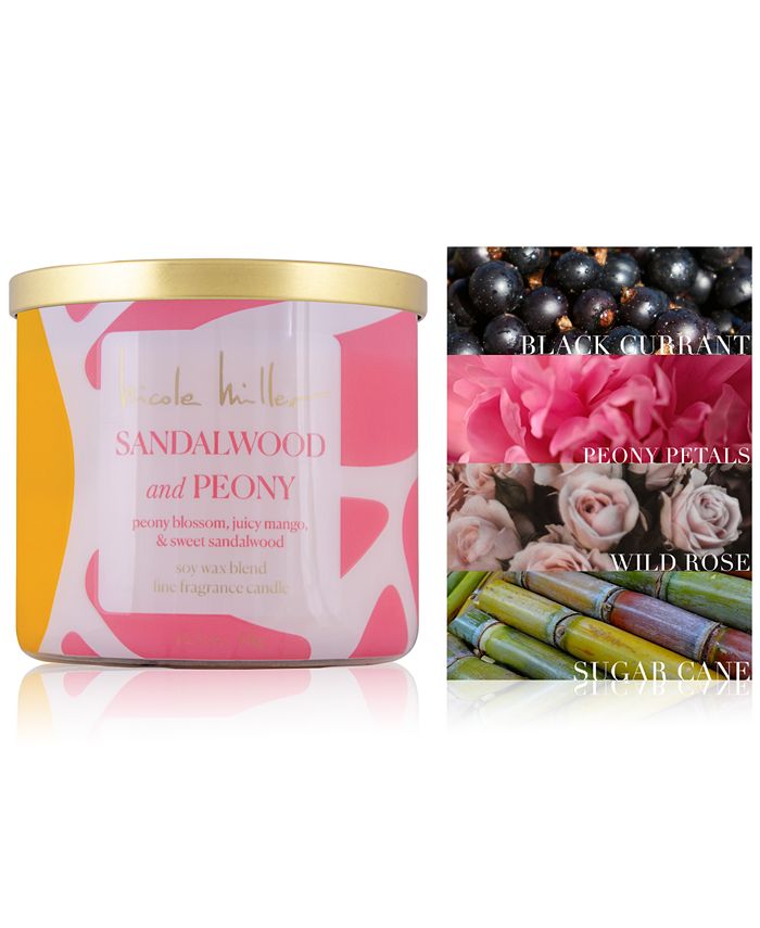 Nicole Miller 14.5 oz Soy Wax Blend 3 Wick Candle - Sandalwood and Peony main image 1