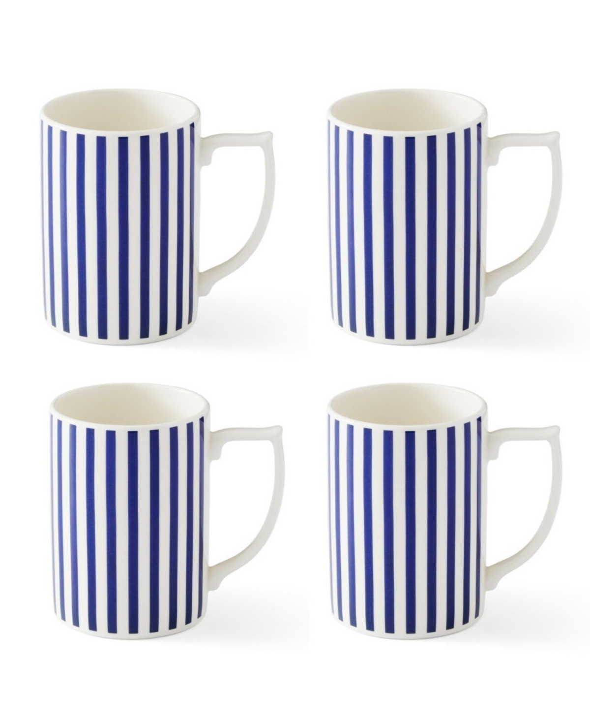 Blue Italian Steccato Narrow Stripe Mugs, Set of 4 - Blue