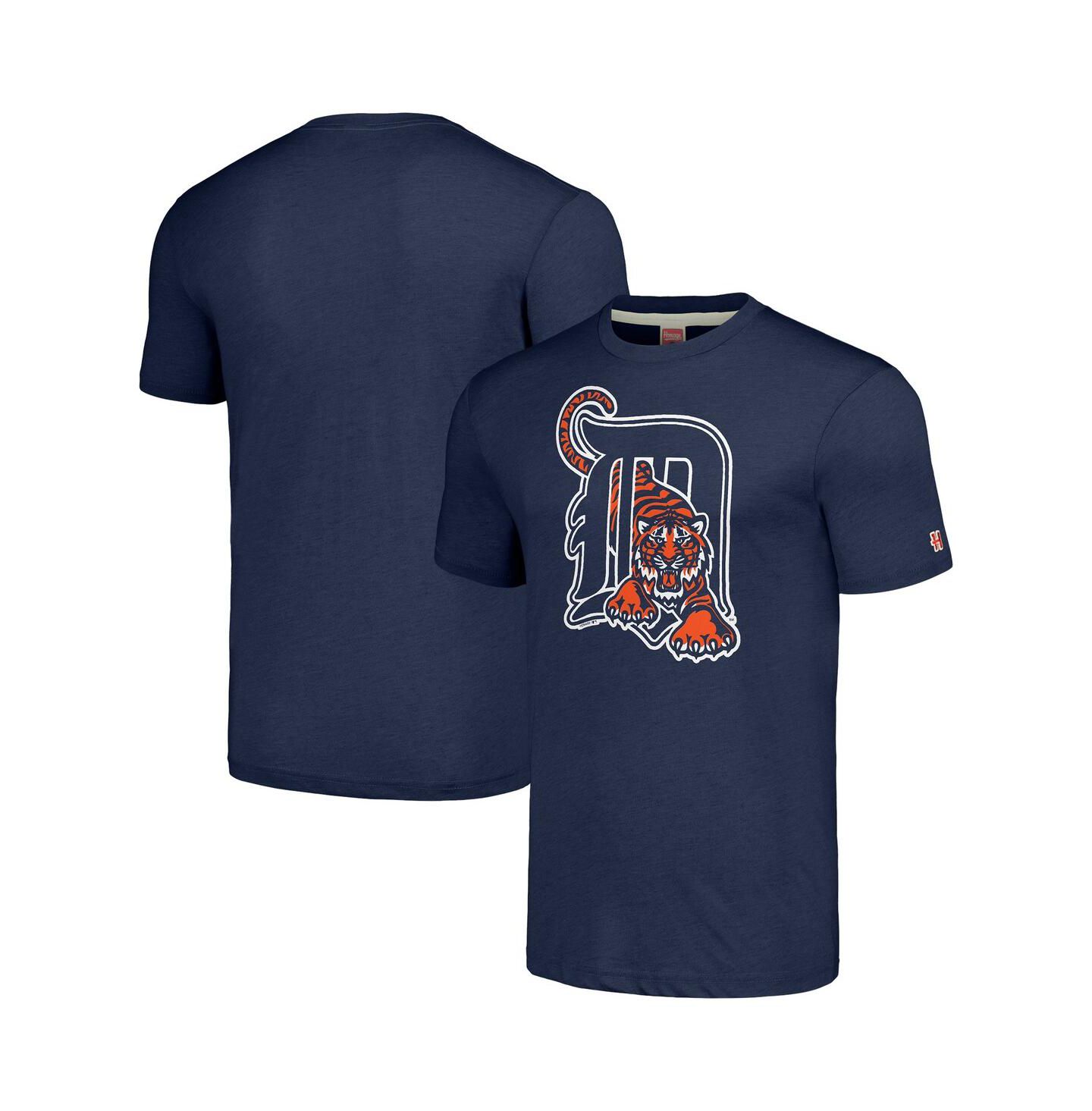 Мужская футболка Homage Navy Detroit Tigers Cooperstown Collection Hand-Drawn Logo Tri-Blend — фото 1