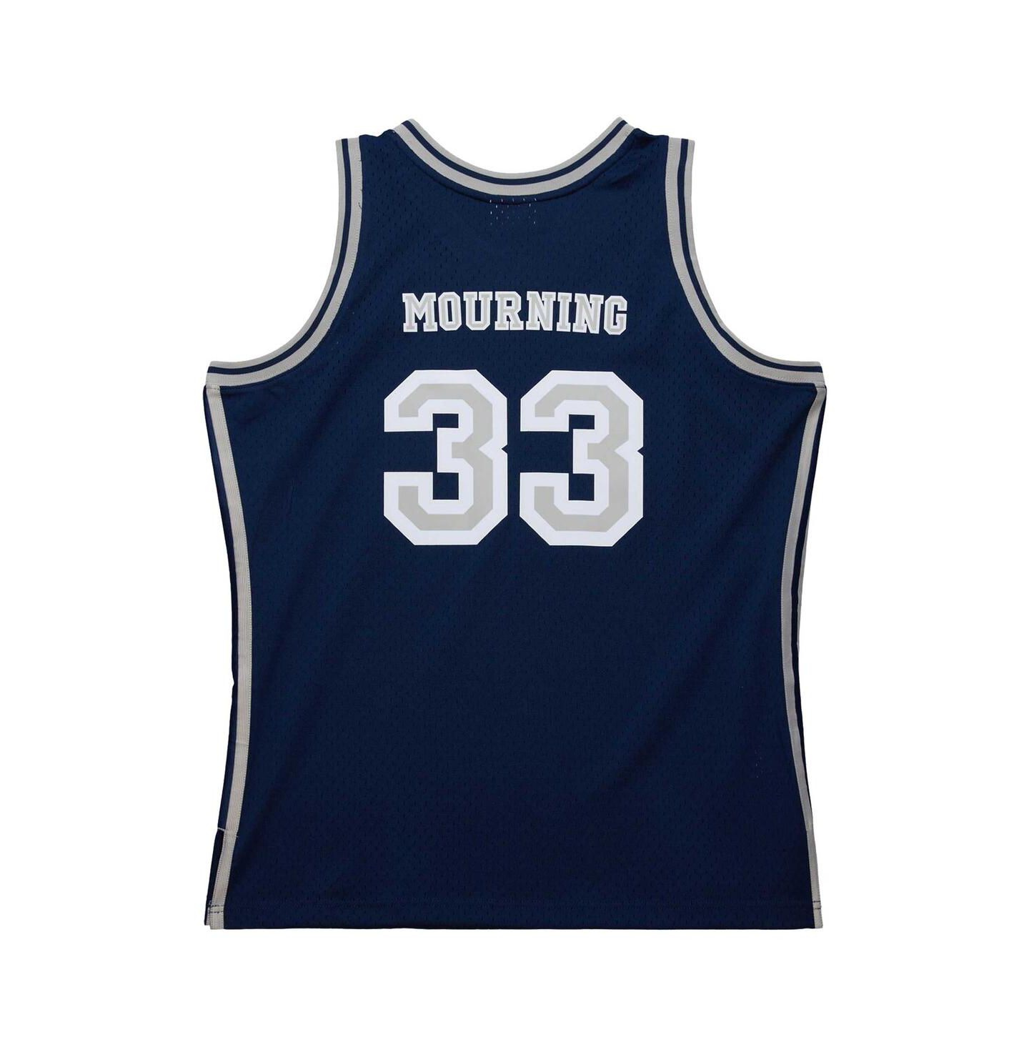 Мужской топ Mitchell & Ness Alonzo Mourning Navy Georgetown Hoyas 1991/92 Swingman Player Jersey — фото 3