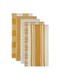 Everyday Basic Kitchen Collection Large Woven Cotton Dishtowel/Tea Towel Set, 18x28", Honey Gold, 5 Count