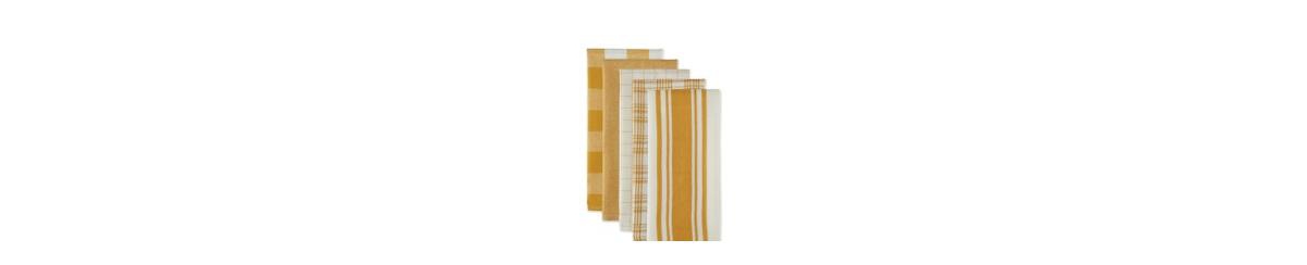 Design Imports Everyday Basic Kitchen Collection Large Woven Cotton Dishtowel/tea Towel Set, 18x28", Honey Gold, 5 In Honey Gold