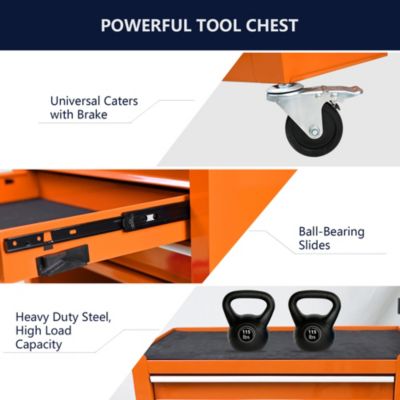  4 Drawers Multifunctional Tool Cart With Wheels-Orange