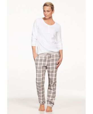 Women's Plus Size Long Sleeve Henley Sleep Tee