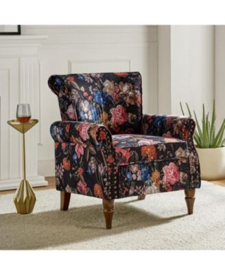 Avelina Wooden Armchair with Nailhead Trim