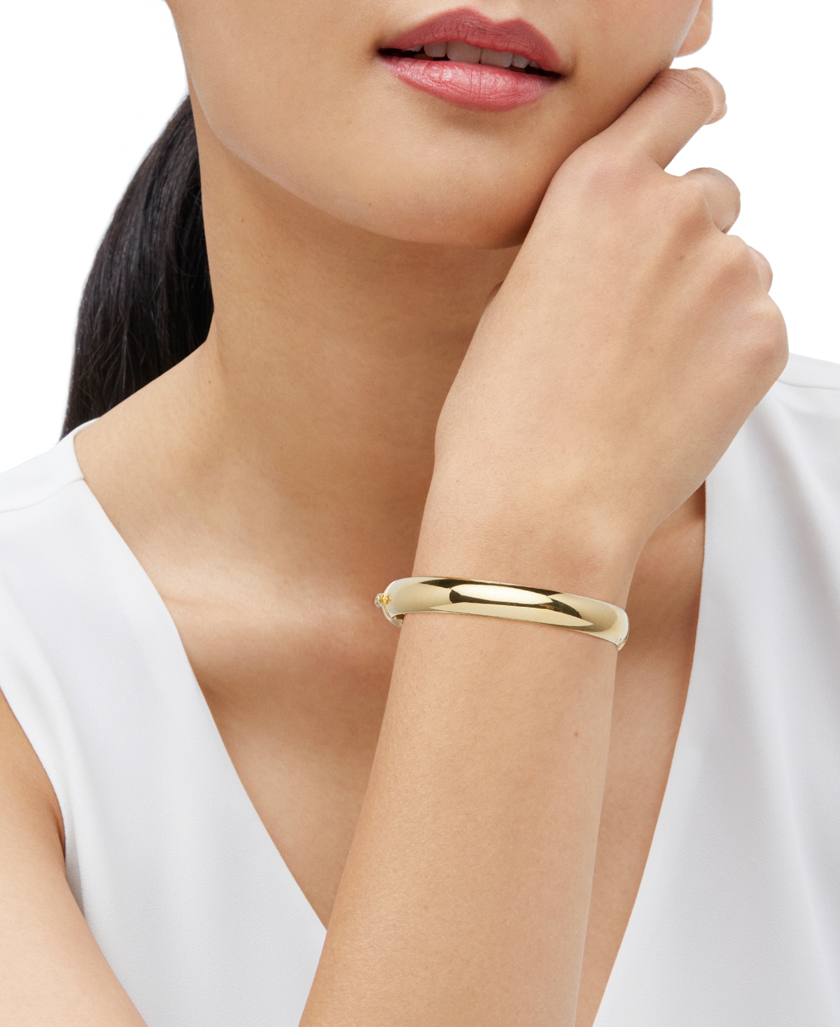 Polished Tube Hinge Bangle Bracelet in 18K Gold-Plated Sterling Silver