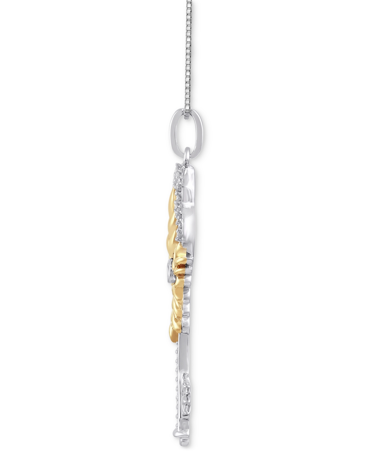 Diamond Anna Key Pendant Necklace (1/10 ct. t.w.) in Sterling Silver & Gold-Plate, 16