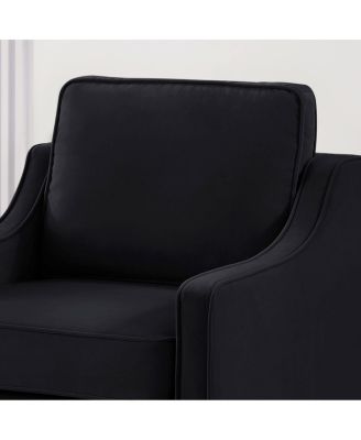 Simplie Fun Black Velvet Accent Chair with Wooden Legs