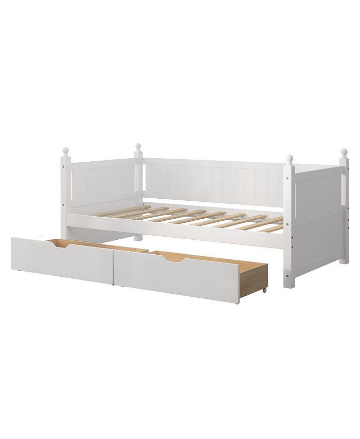 Simplie Fun Twin Size Solid Wood Daybed With 2 Drawers For Limited