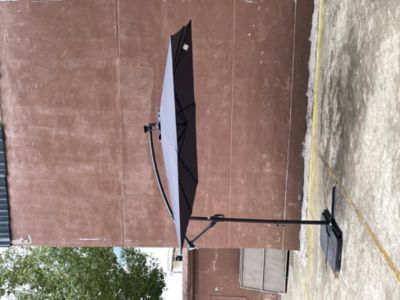 Streamdale Solar Powered LED Patio Umbrella with Crank & Base