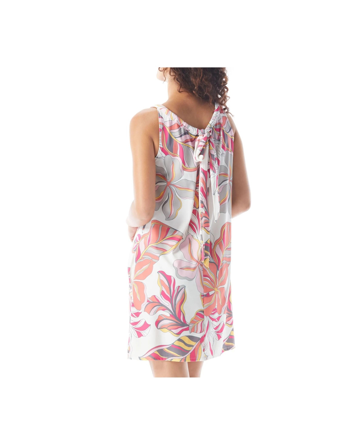 Beach House Style Women's Floral Print Colette Adjustable Tank Dress - 100 white