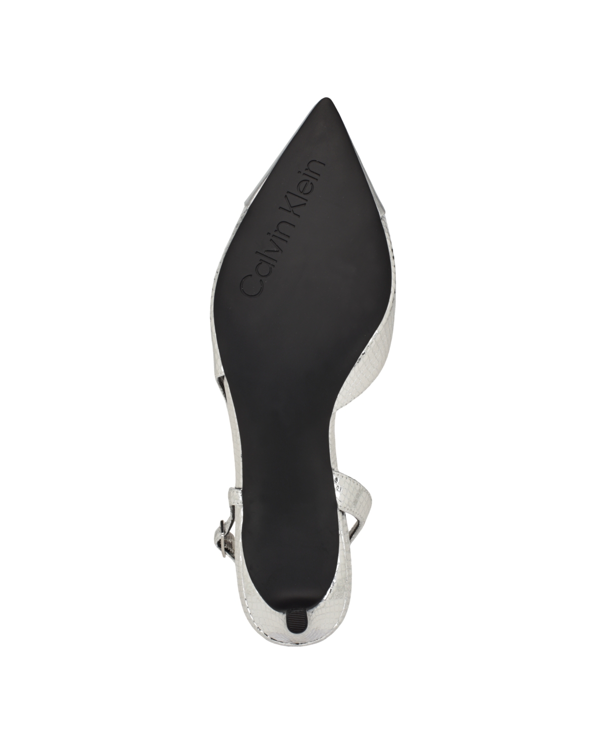 Calvin Klein Slingback Kitten Heel Pump In Silver Snake
