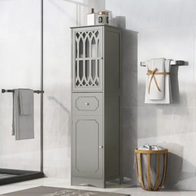 Grey Tall Bathroom Storage Cabinet