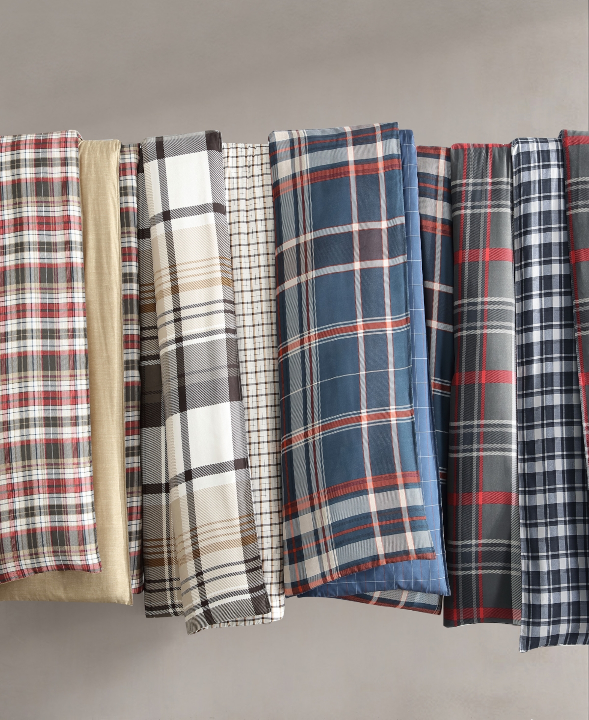 Eddie Bauer Astoria Plaid Microsuede 3 Piece Duvet Cover Set, King In Red