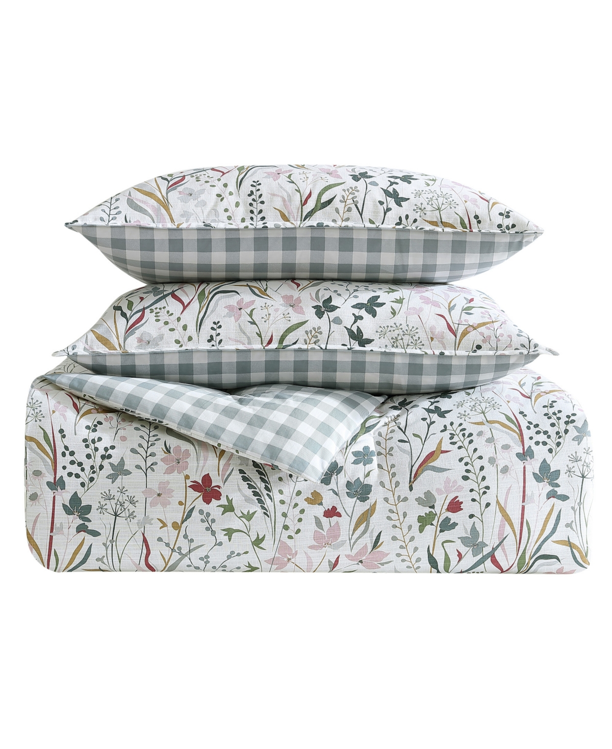 Eddie Bauer Woodland Forest Reversible 3 Piece Comforter Set, Full/queen In White,grey,rose Pink