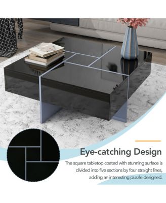 Streamdale Modern Square Coffee Table with Hidden Storage and Extendable Tabletop
