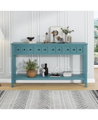 60" Rustic Console Table with Drawers & Shelf