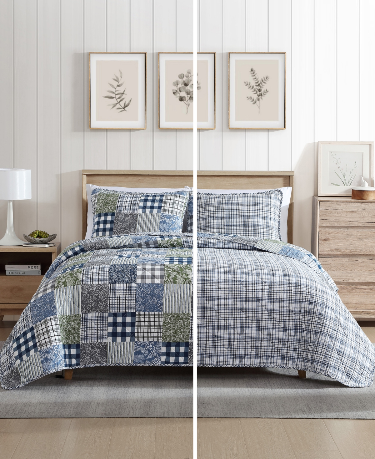 Eddie Bauer Cozy Plaid Patchwork Reversible 2 Piece Quilt Set, Twin