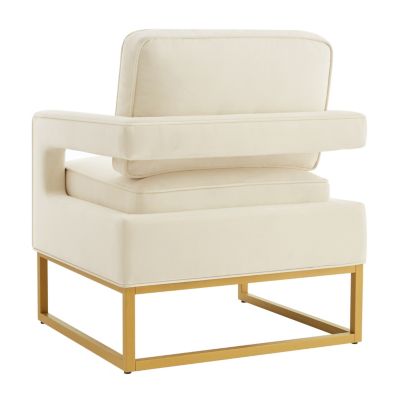 Streamdale Gold Metal Base Velvet Upholstered Accent Chair