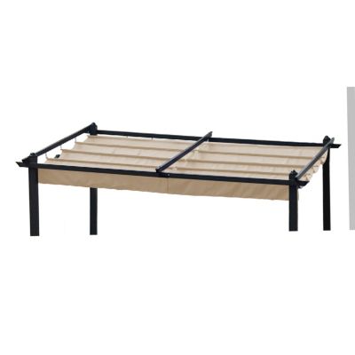 Retractable Patio Pergola with Khaki Canopy